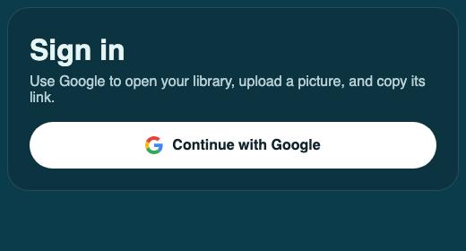 Sign-in card with a Continue with Google button